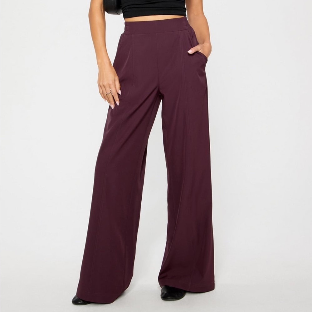 Fabletics Downtown Wide-Leg Pants in oaxblood.